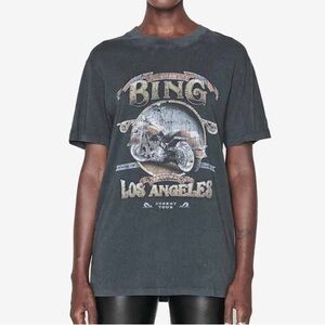 ANINE BING LILI TEE BIKER IN WASHED BLACK